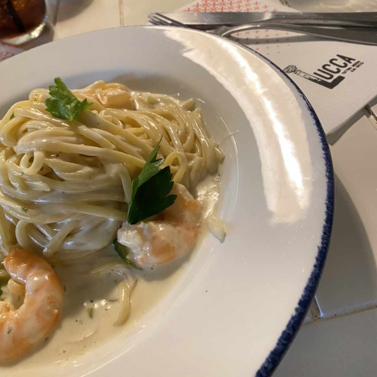 Pasta especial con camarones 