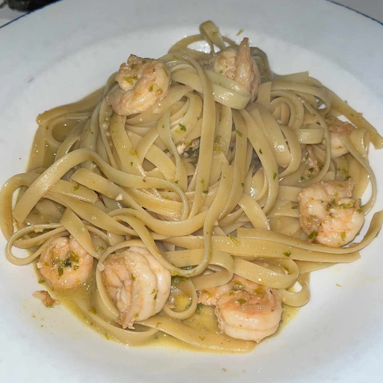 Fetuccini Aglio, Olio E Gamberetti