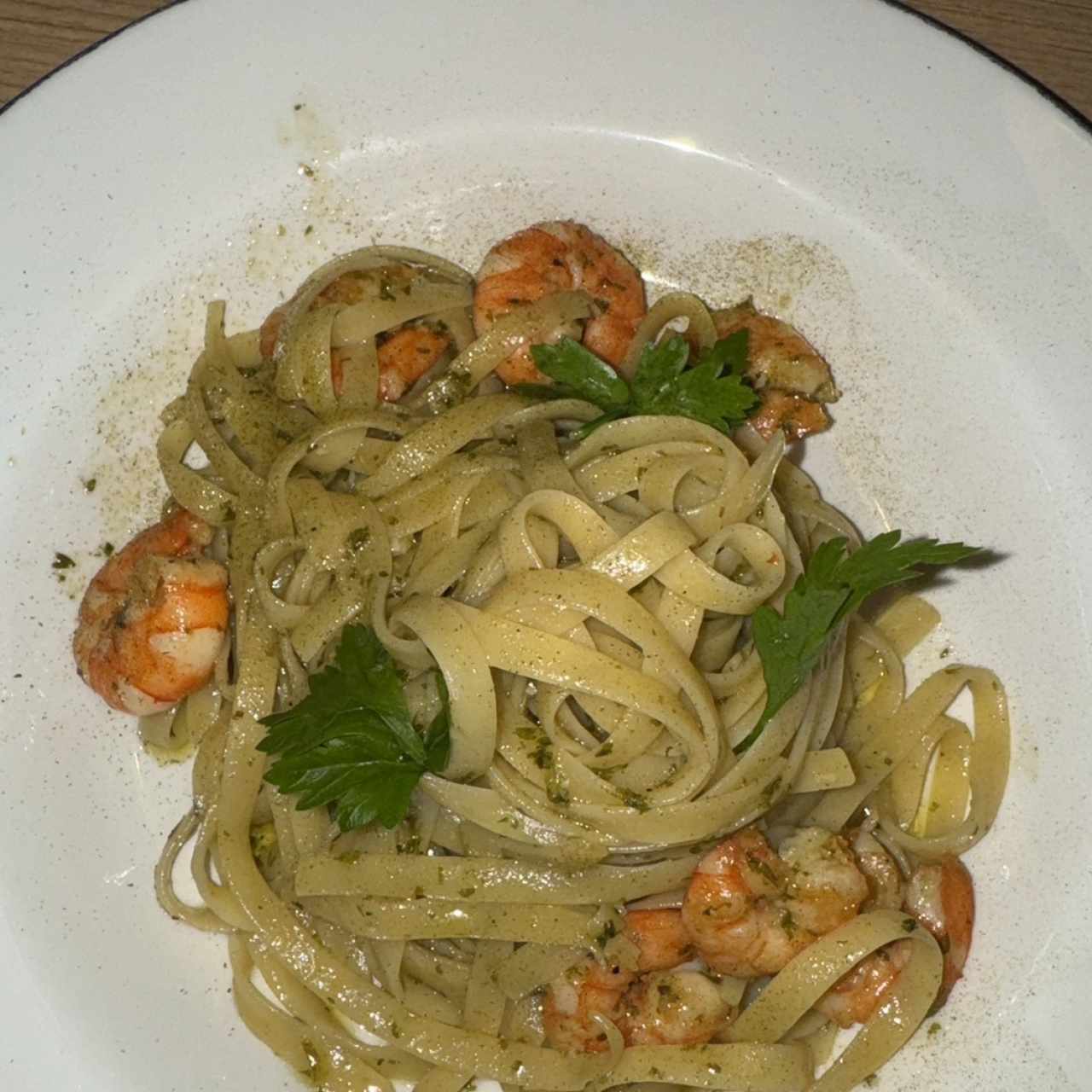 Fetuccini Aglio, Olio E Gamberetti