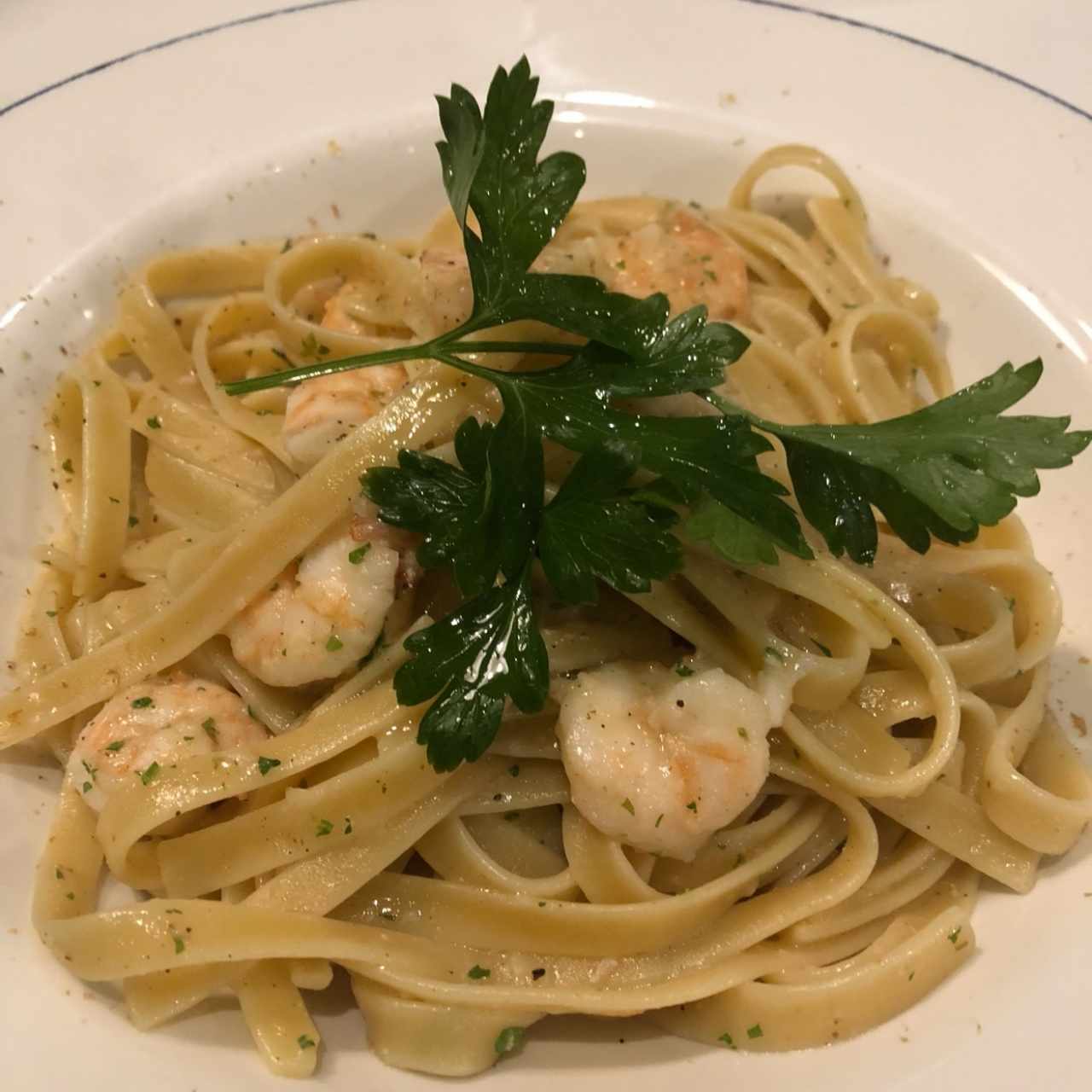 pasta al oleo con camarones