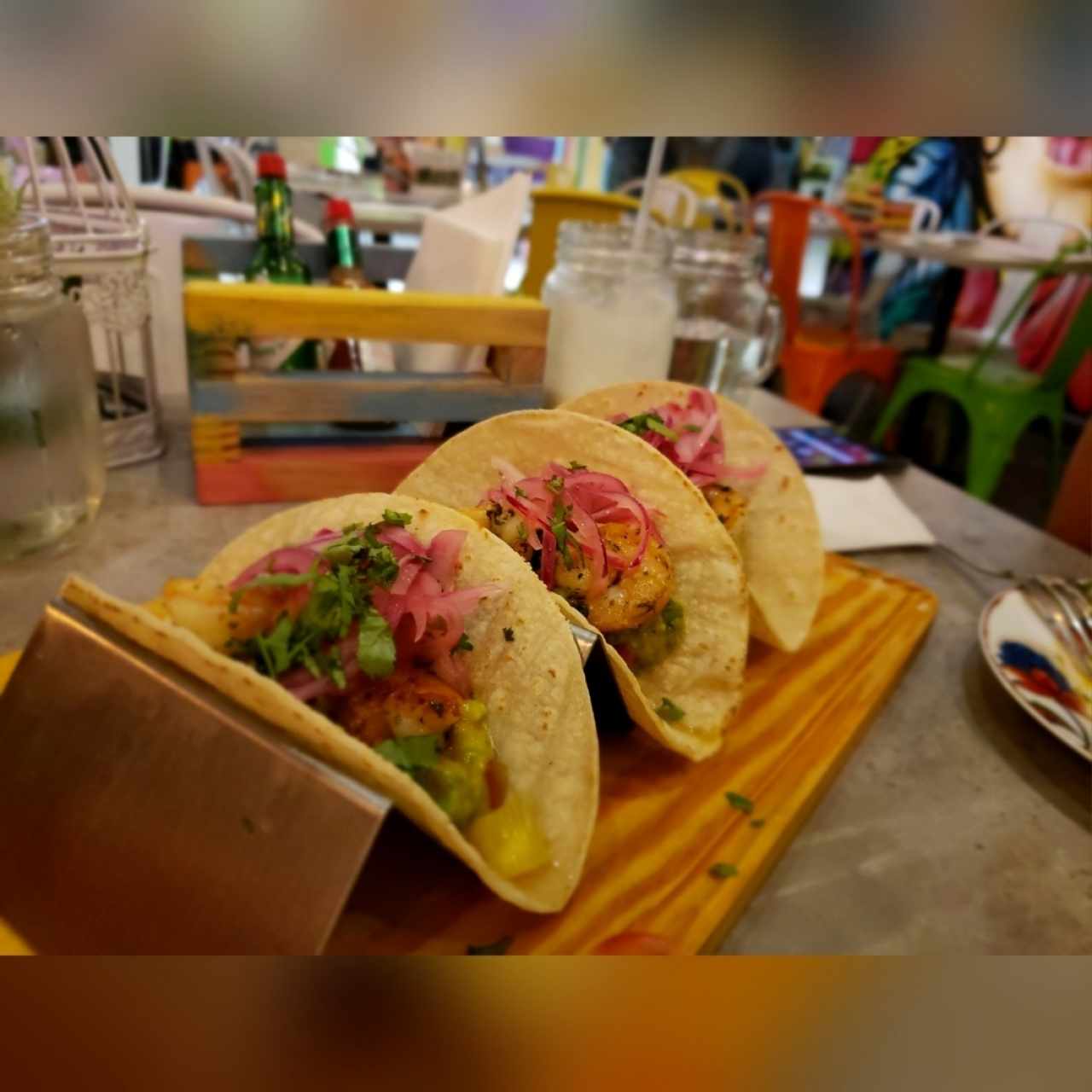 Tacos de camarones. 