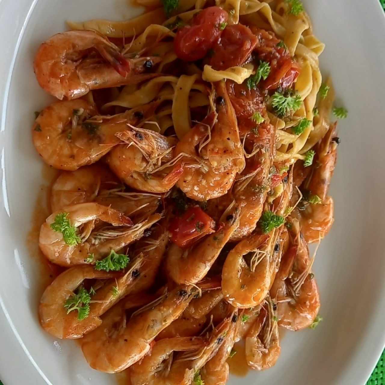 camarones con pasta