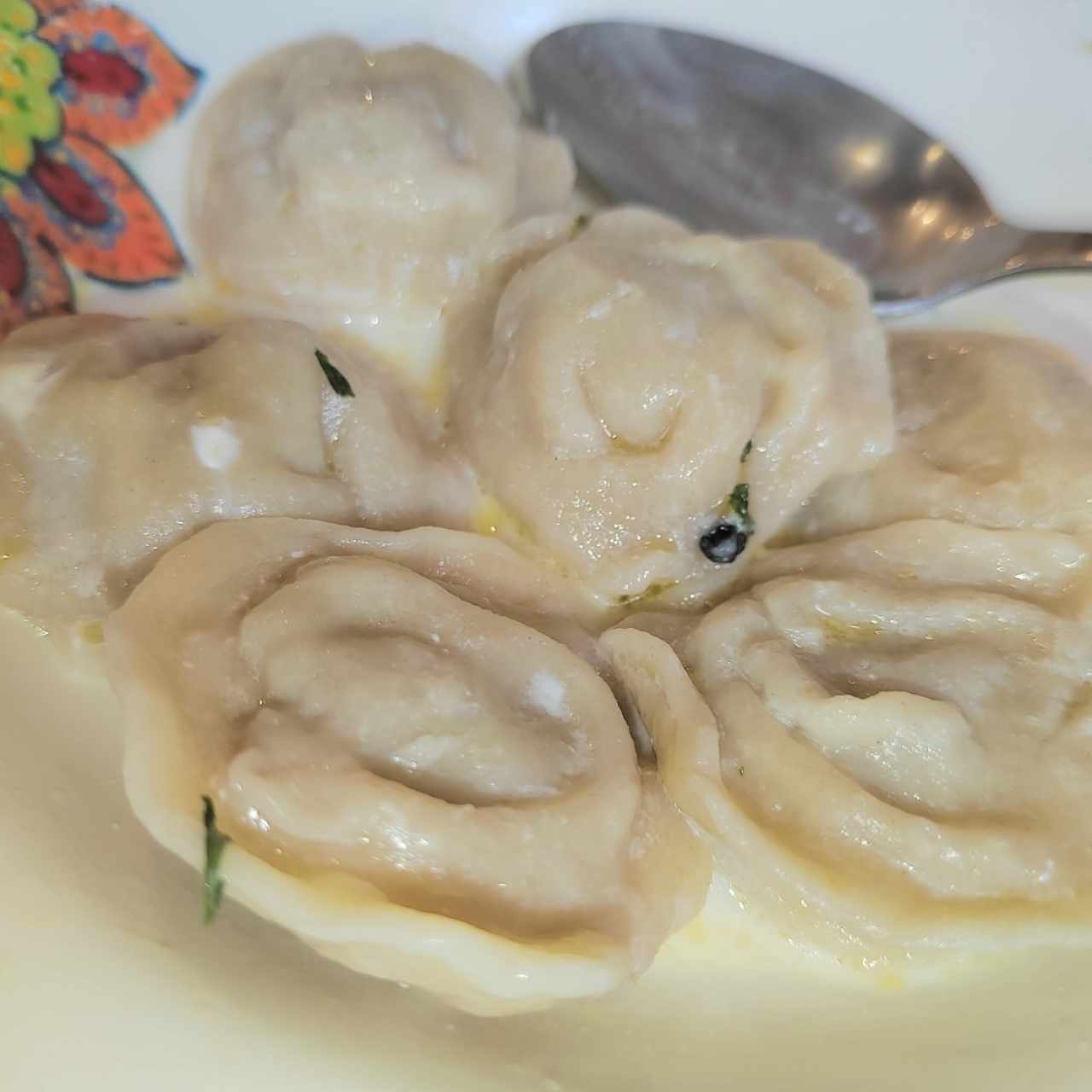 pelmeni tradicional en su caldo