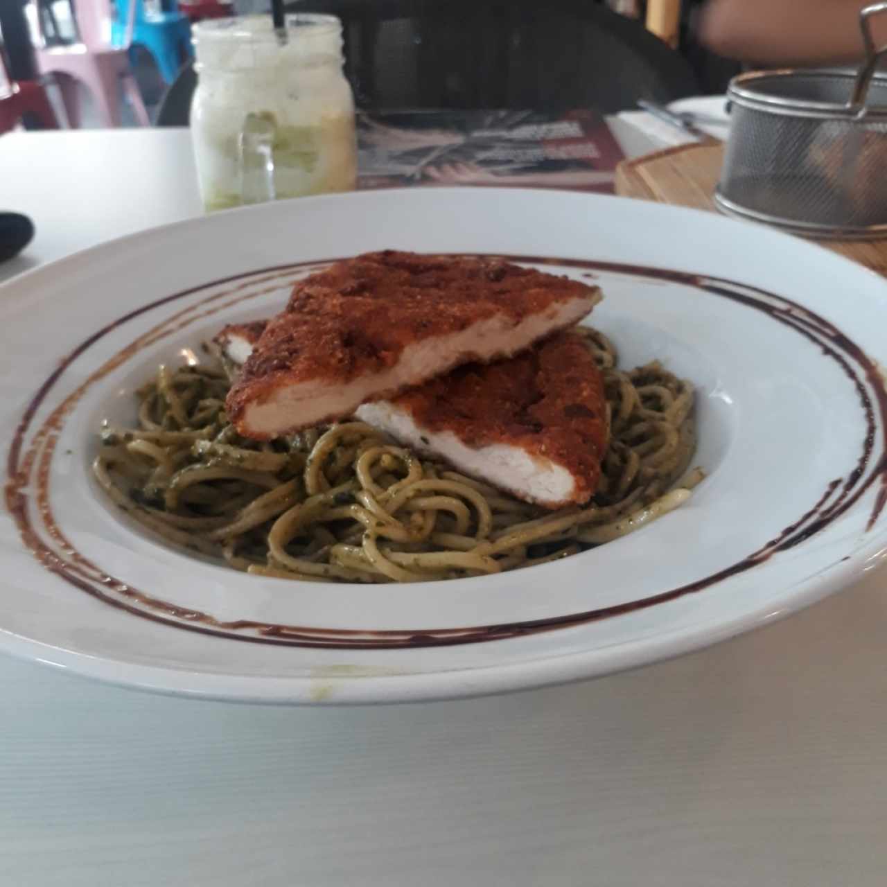 Milanesa de Pollo y Pasta al pesto-Deliciooooooso!