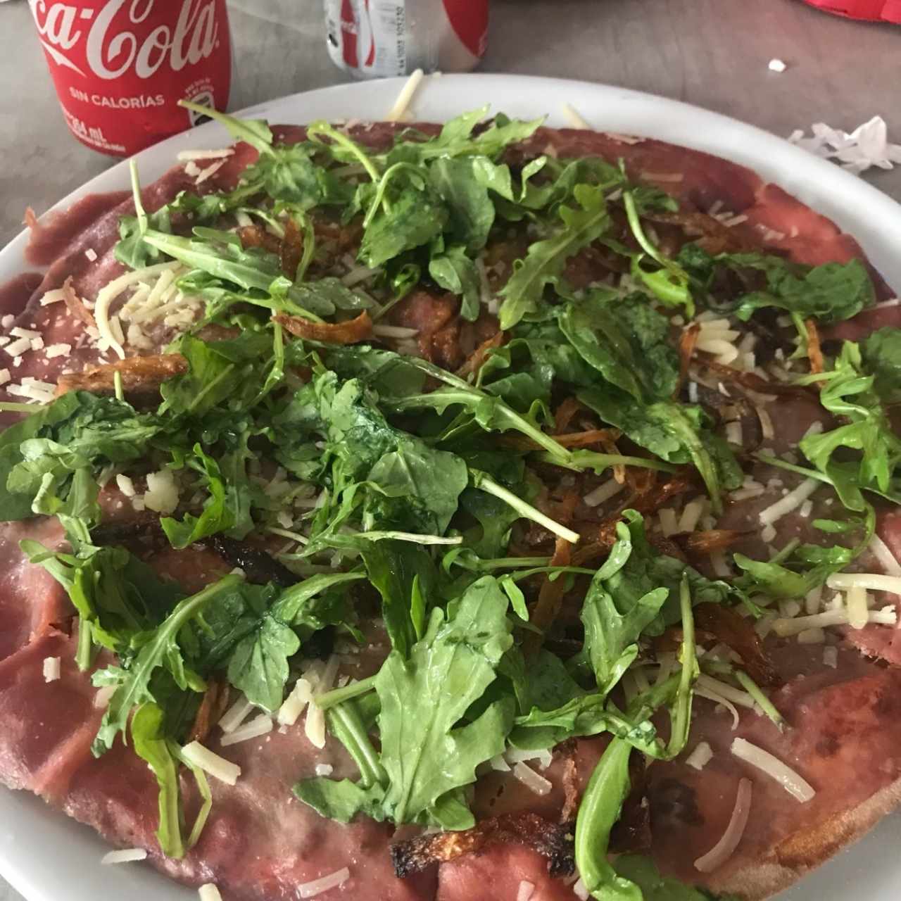 pizza carpaccio de res