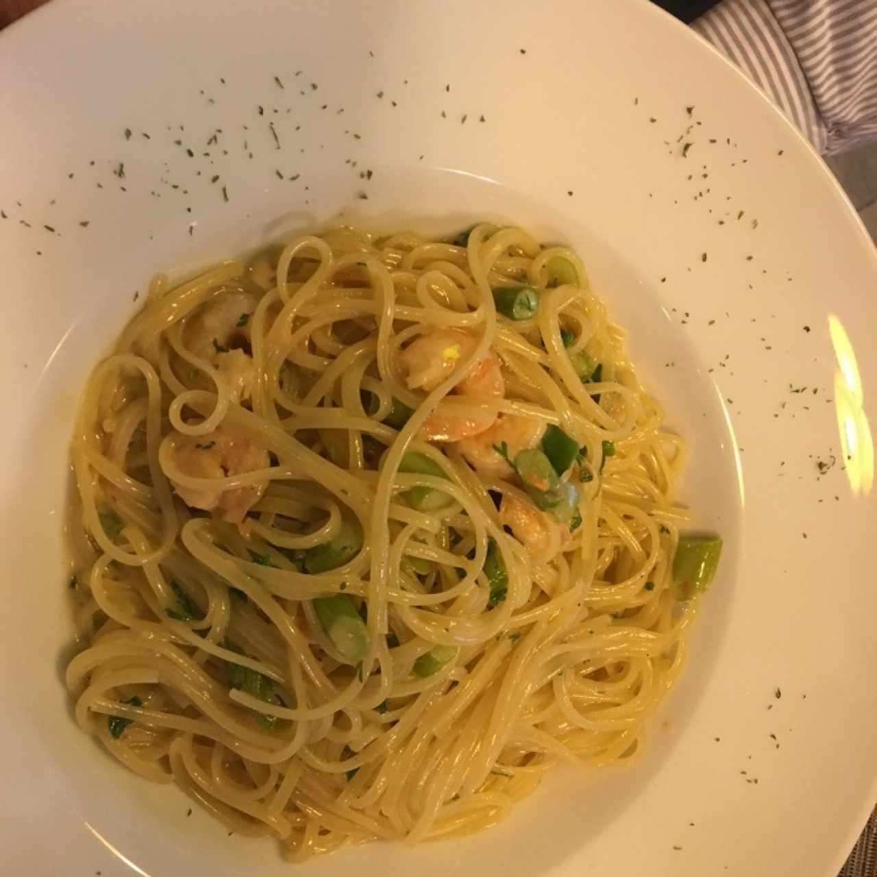 pasta con camarones 