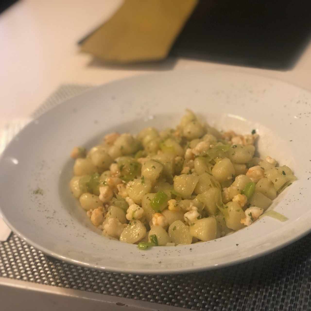 Gnochetti de camaron y puerro