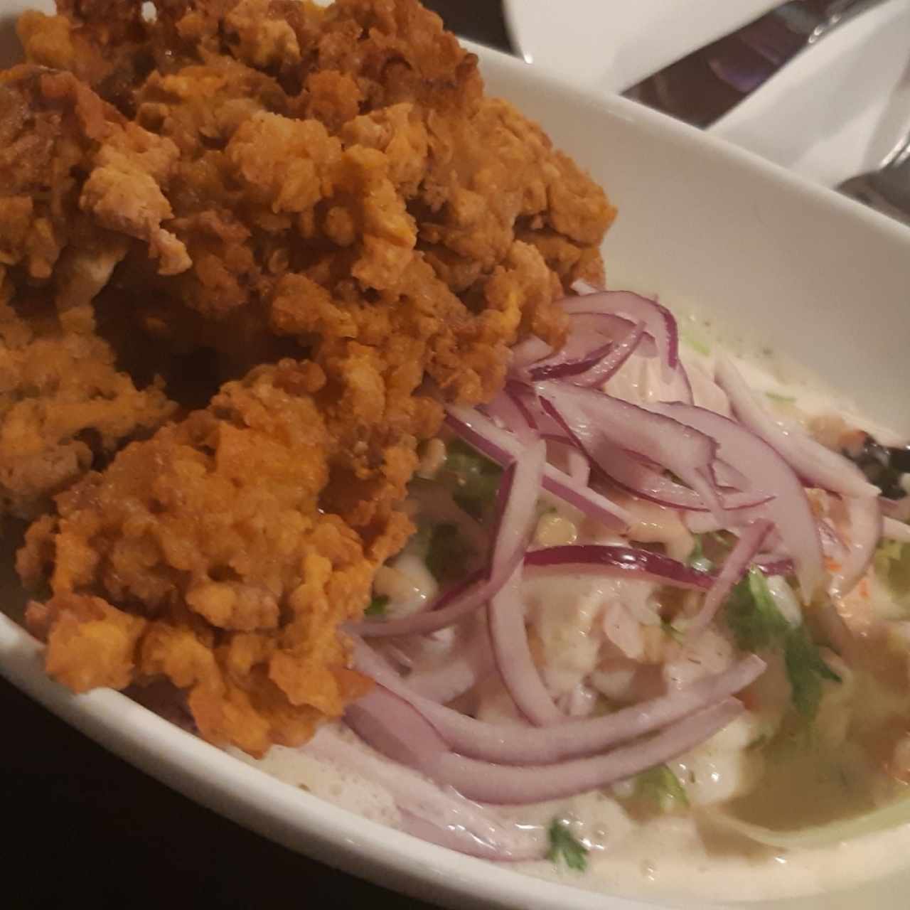 ceviche frito, exelente