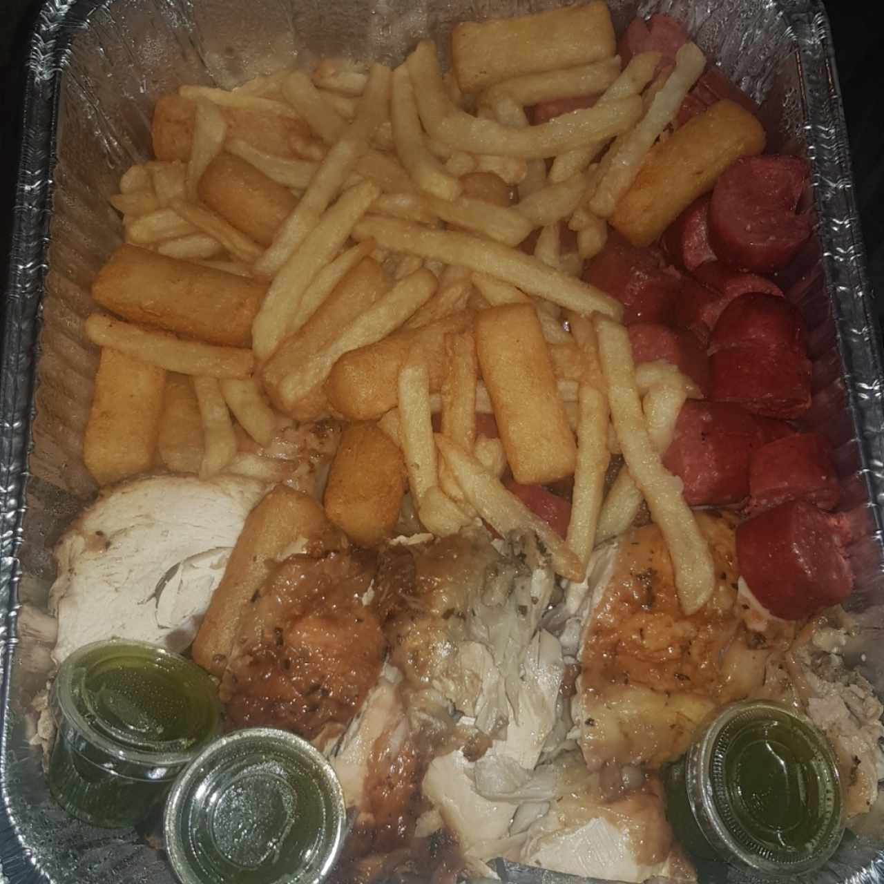 pollo entero chorizo y papas 