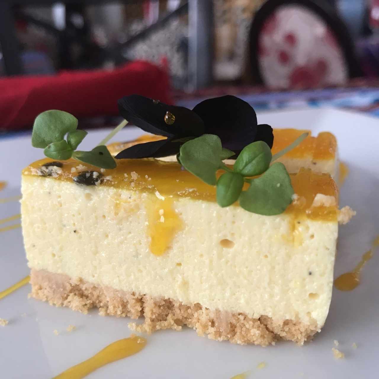 cheesecake de maracuya de cortesia