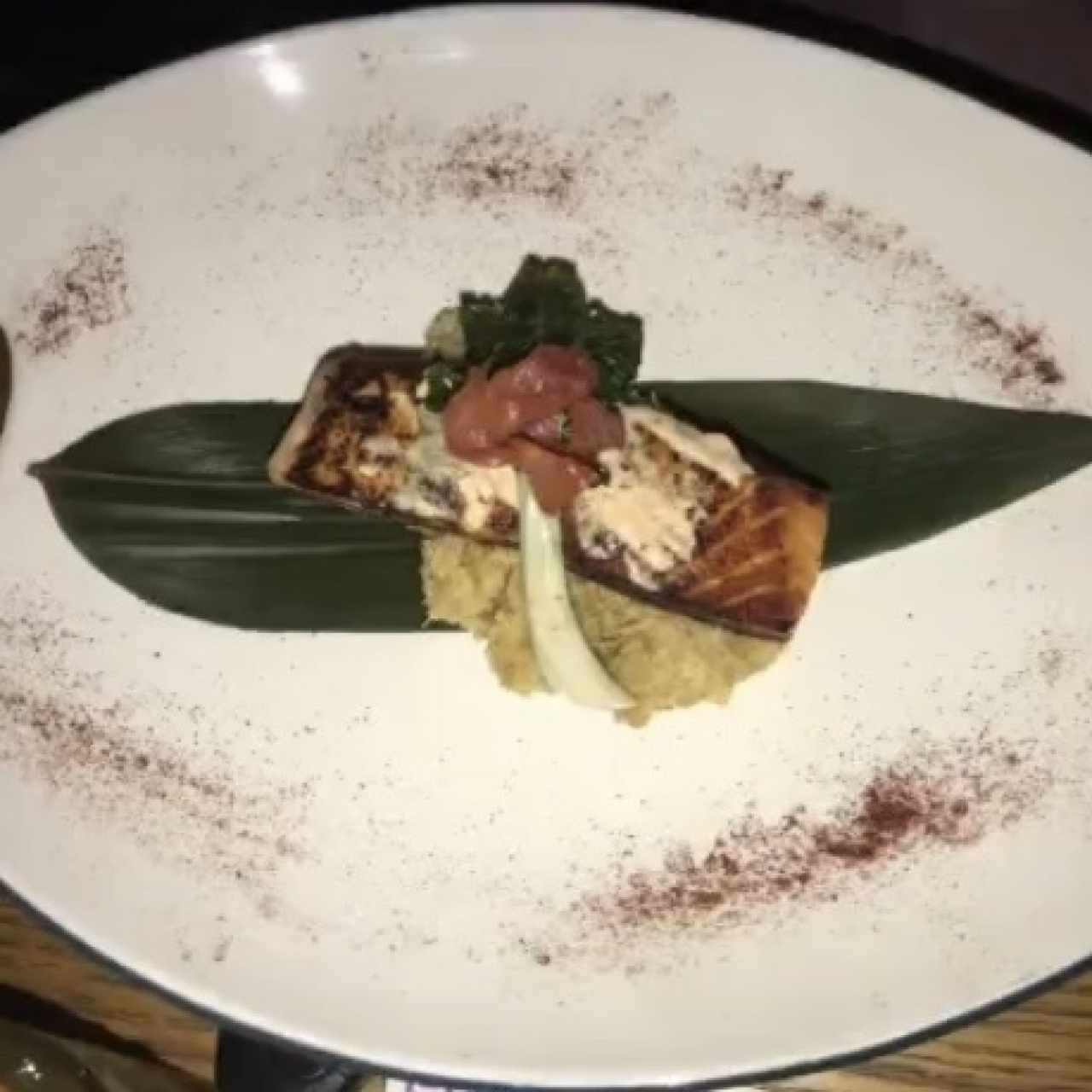 Salmon con puré de platano 