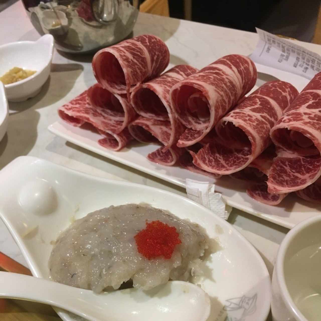 wagyu y bolitas de camarones (muy rico)