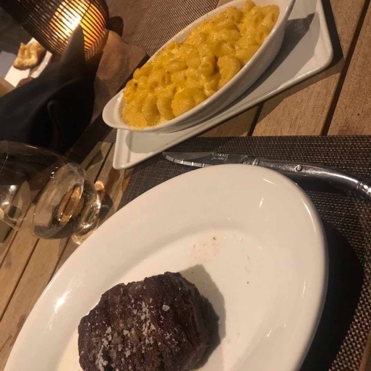 Vacío con mac & cheese