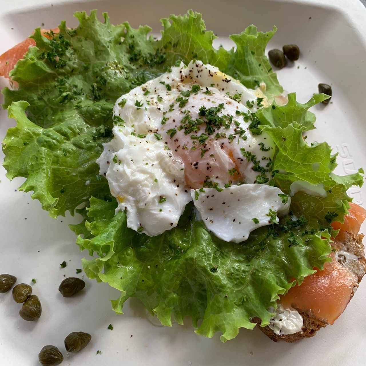 Huevos pochados con salmón