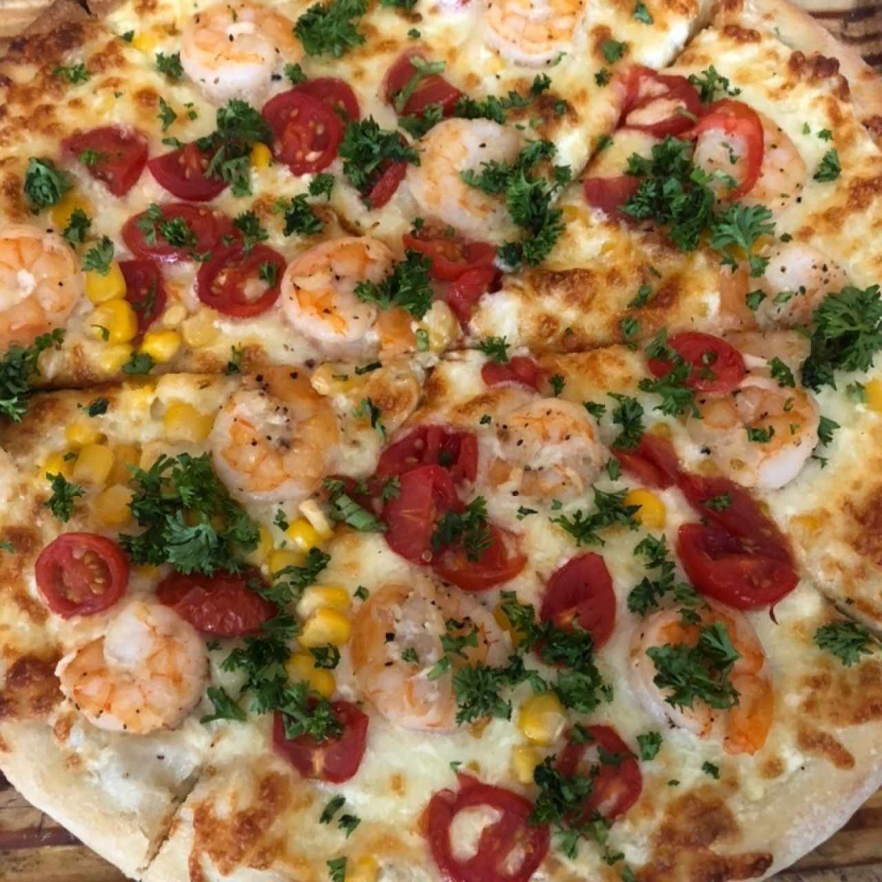 Pizza con camarones 