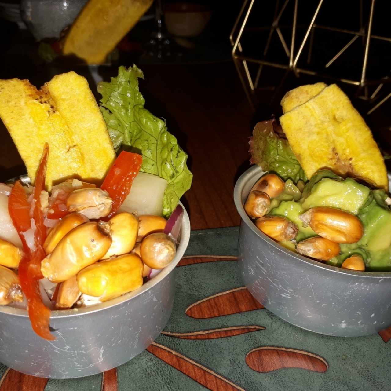 ceviche de yuca y de aguacate