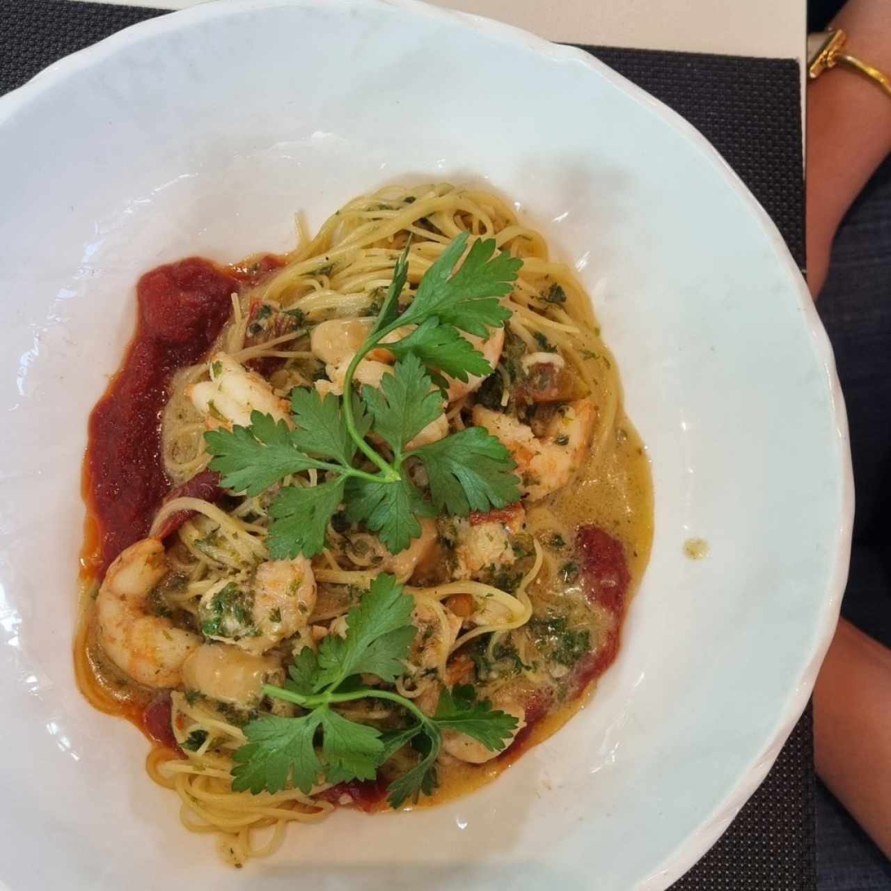 Pasta Vermicelli con Camarones