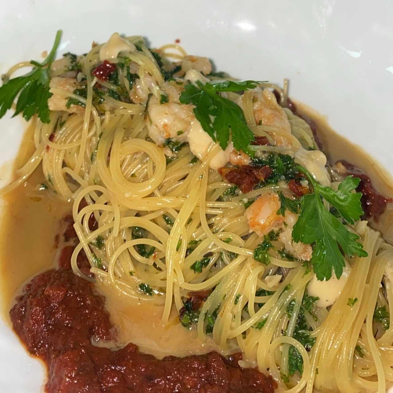 Vermicelli Aglio, olio e gamberi