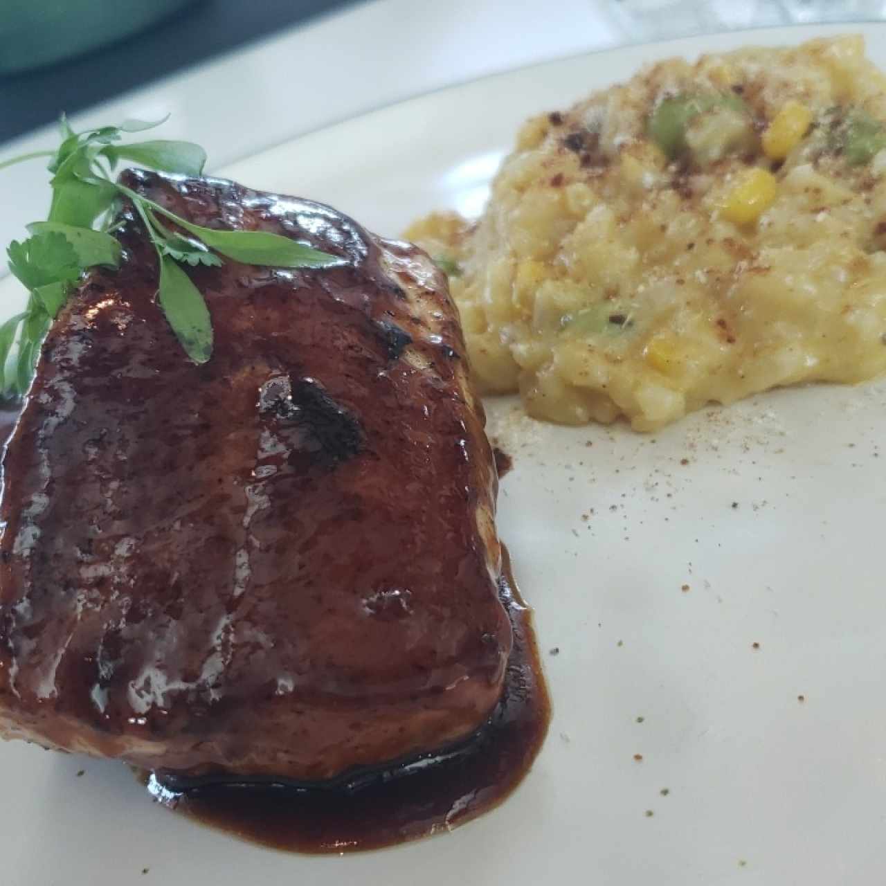 king salmon con risotto de maiz