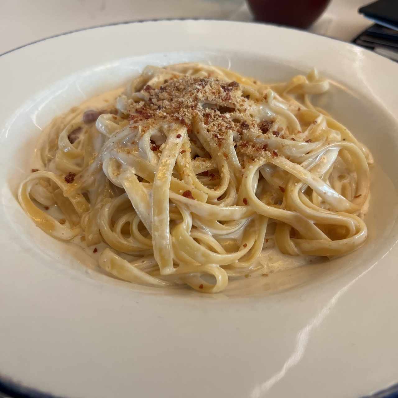 Spaghetti Alfredo e Prosciutto