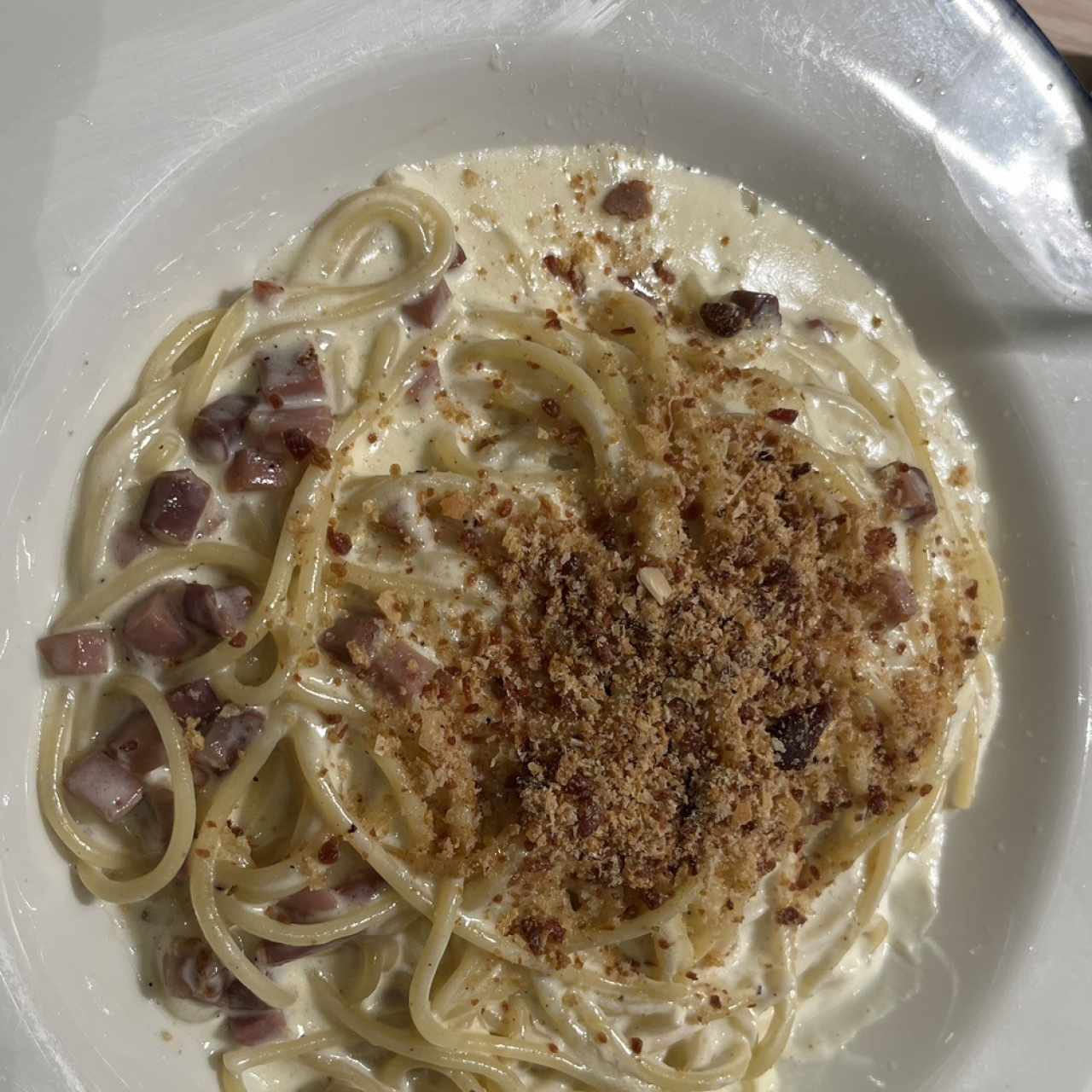 Spaghetti Alfredo e Prosciutto