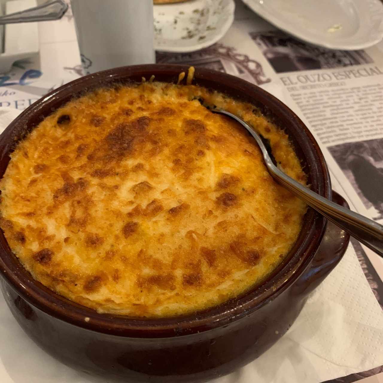 Lasaña de carne, berenjena, papa y queso