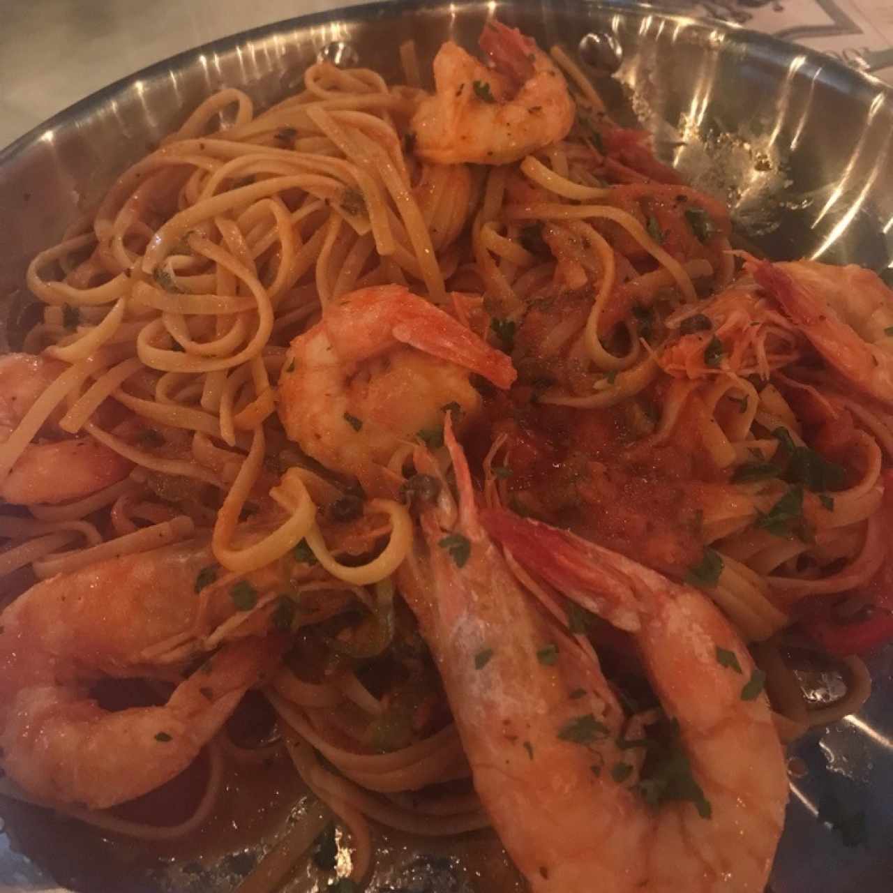 linguini con langostinos