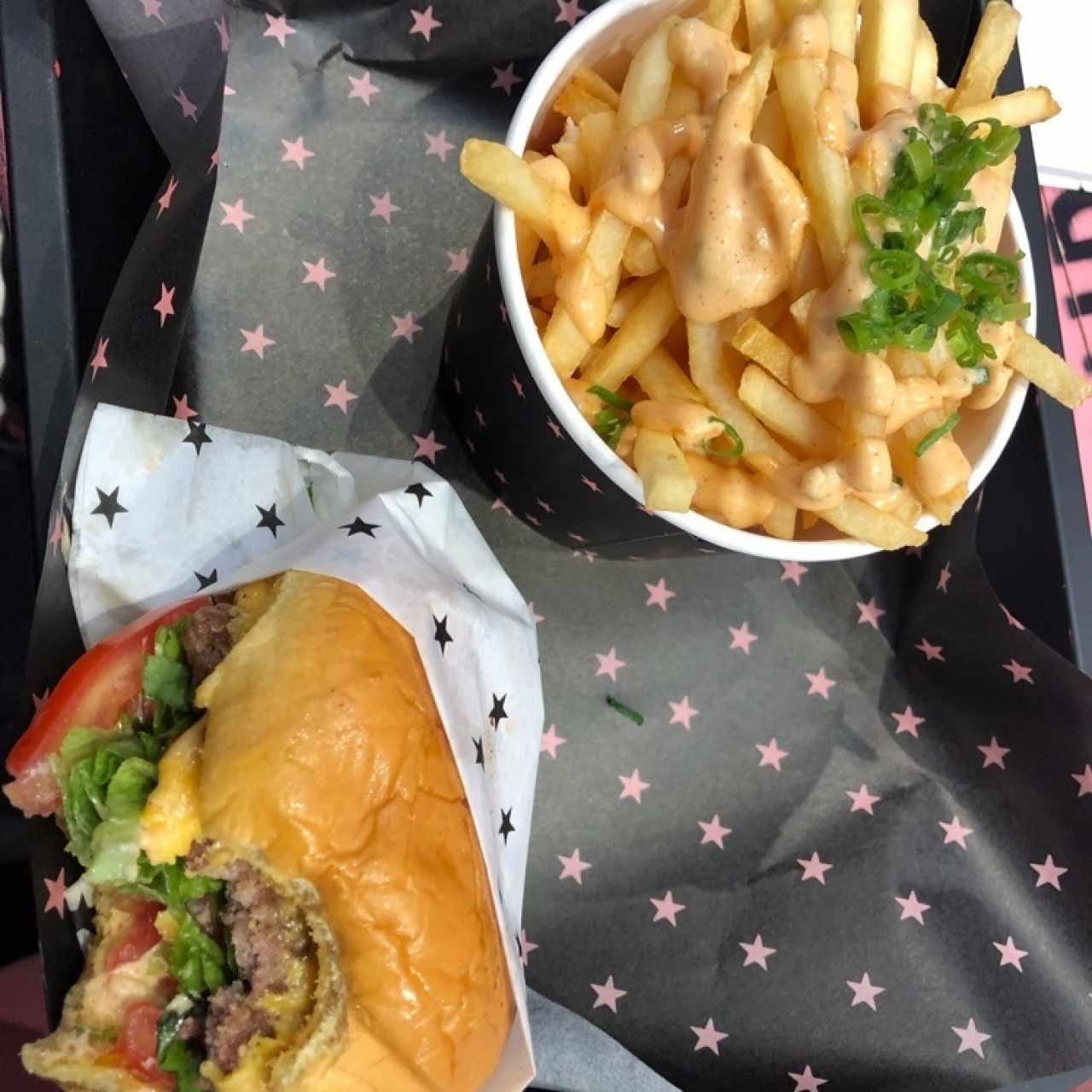 hamburguesa sencilla con skinny fries