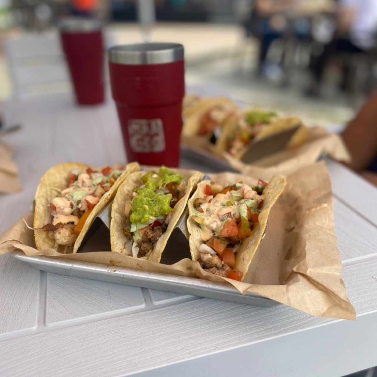 Trio de tacos (pescado, pollo y pavo)