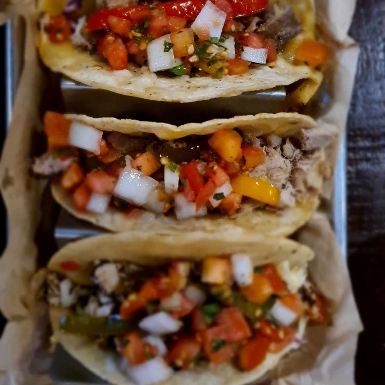 Tacos de pescado, Dorado a la plancha, Dorado Ahumado y Atún Ahumado.