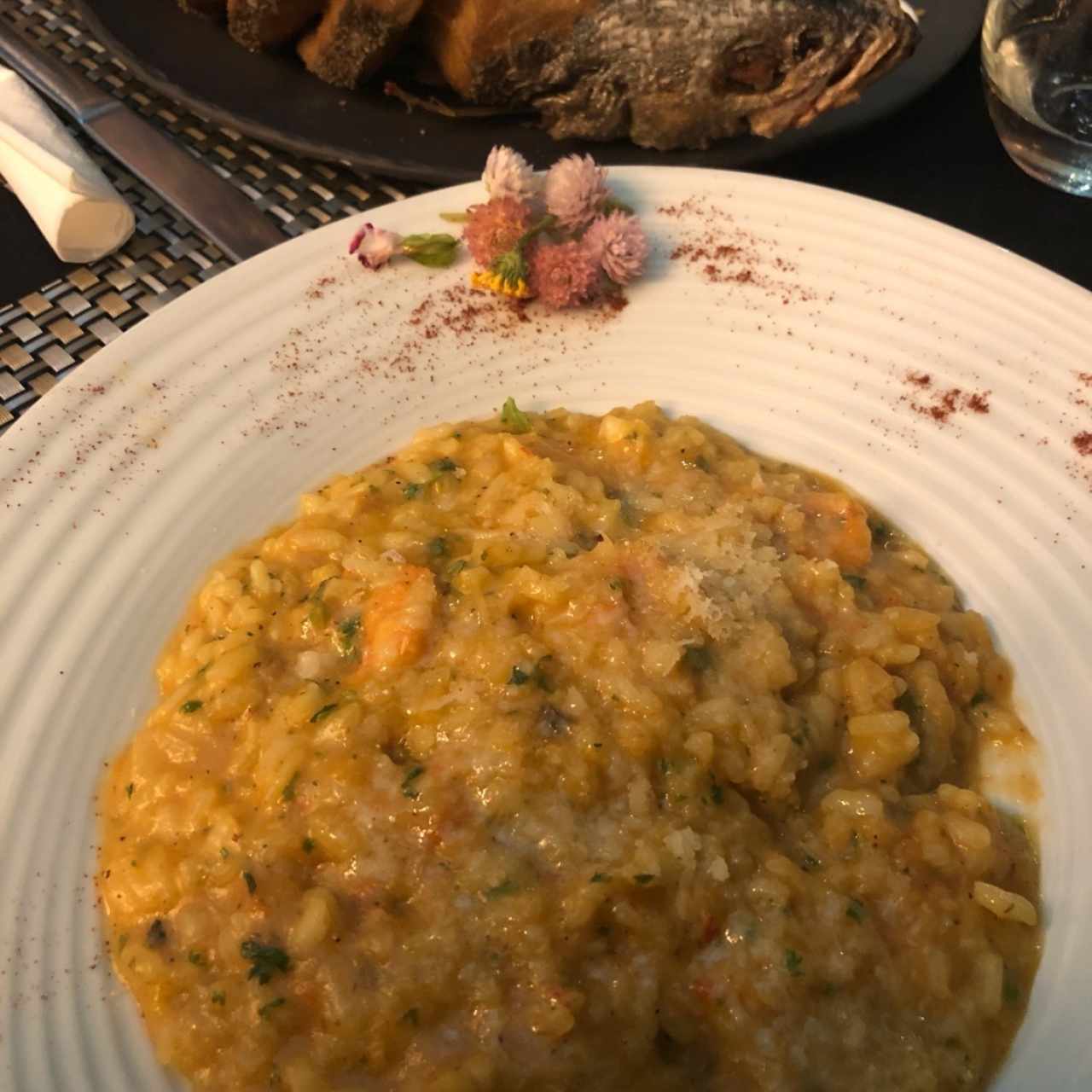 Risoto de camarones