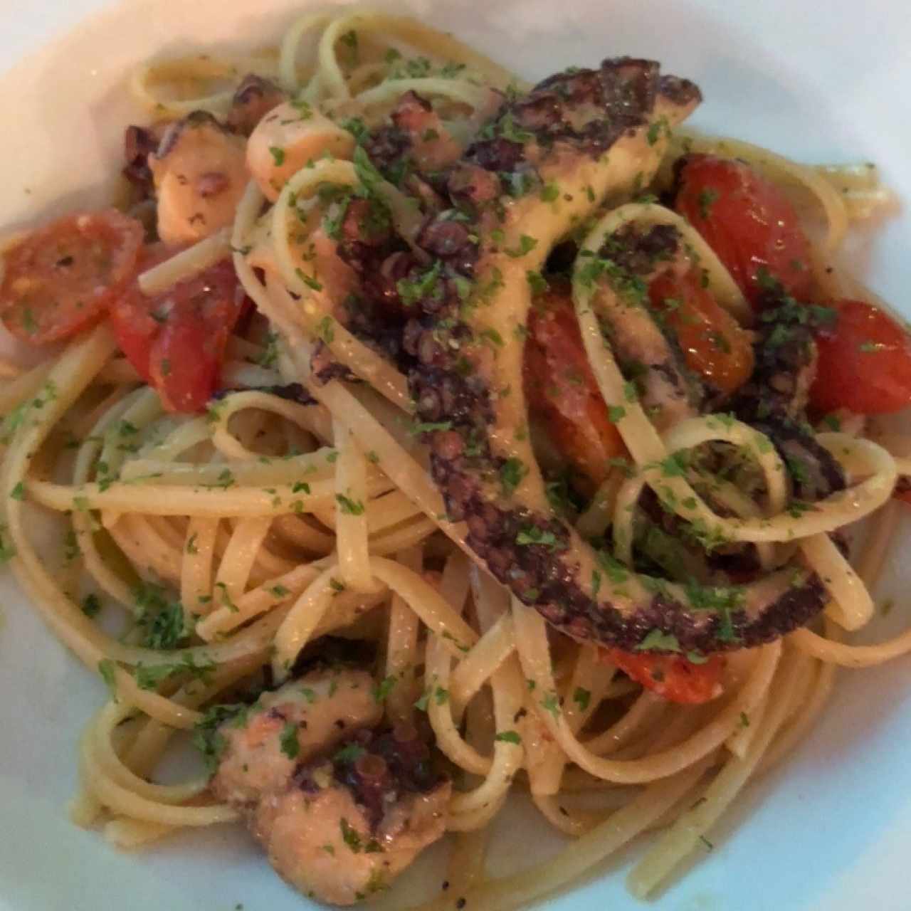 linguini con pulpo 