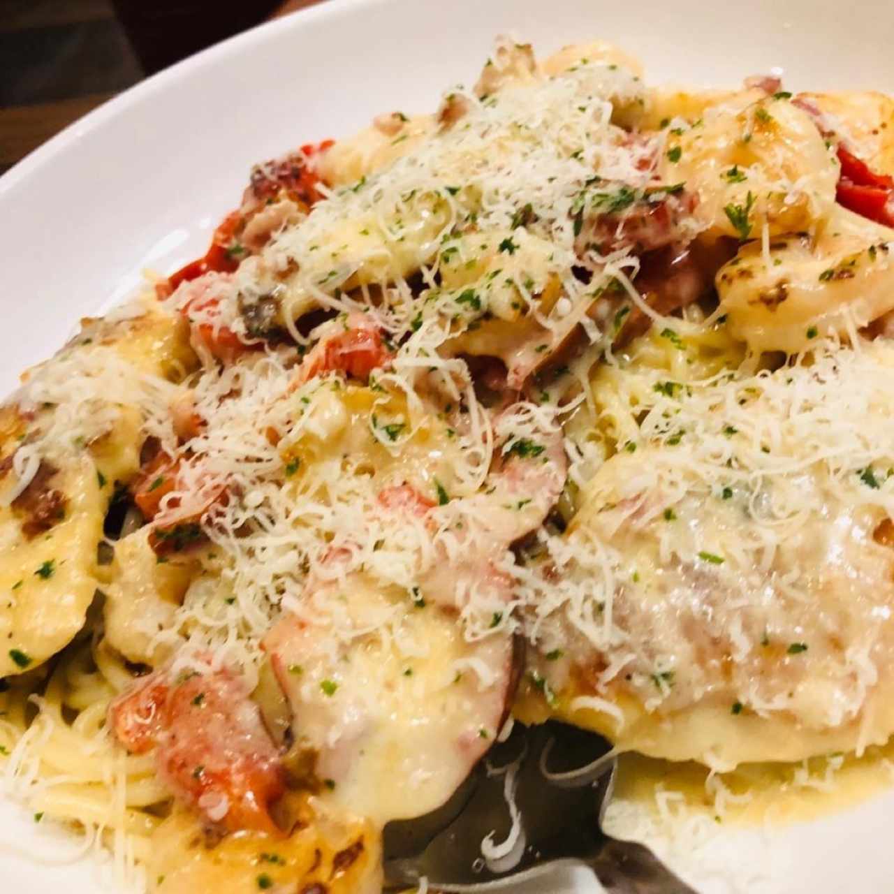 chicken and shrimp carbonara