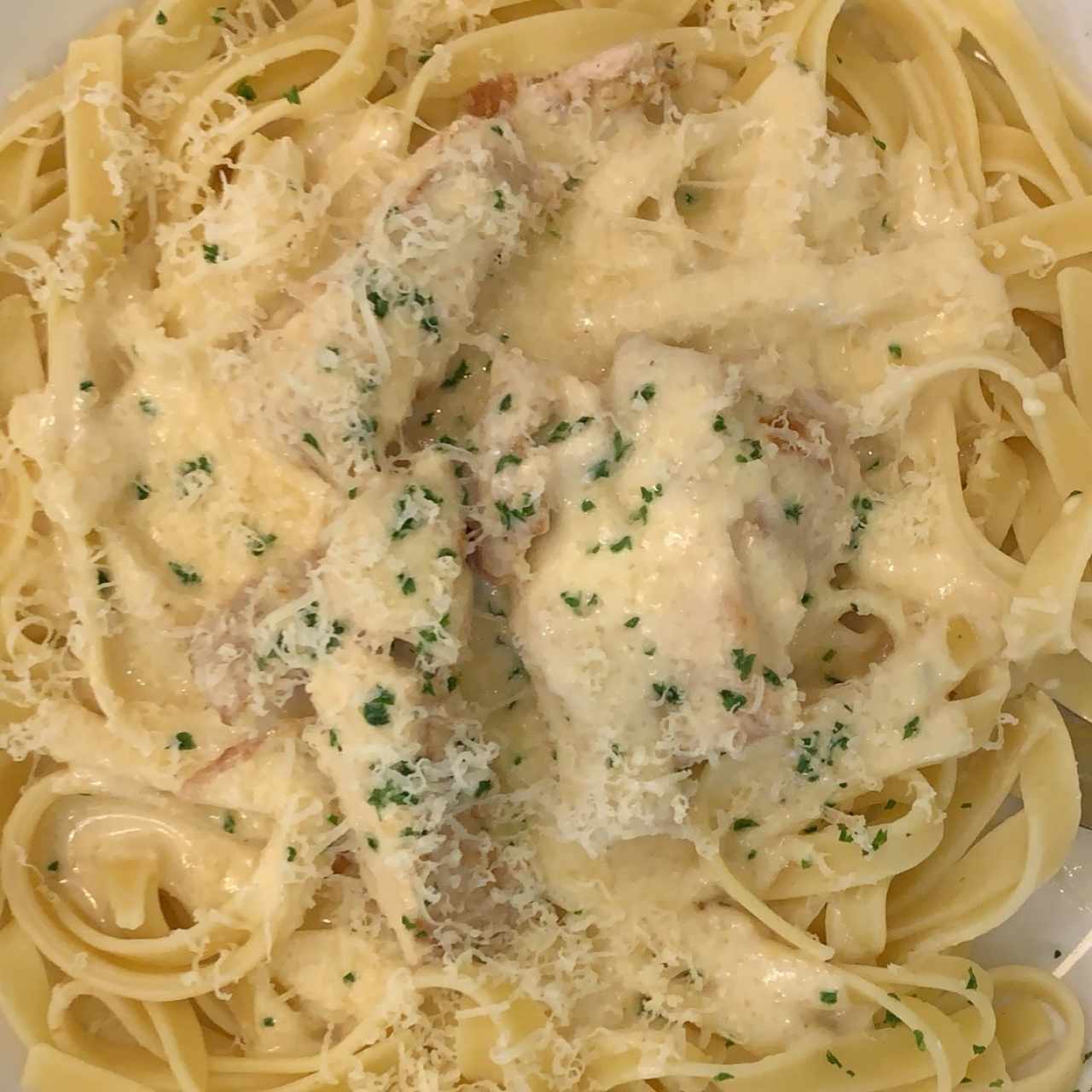 Fetuccine Alfredo con Pollo