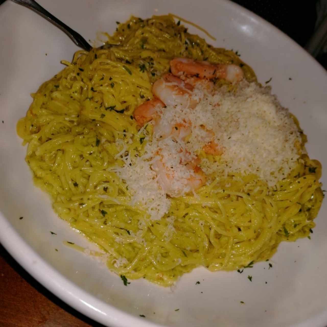 Creamy Pesto con Camarones