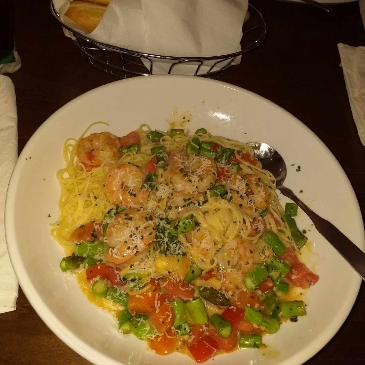 pasta con camarones