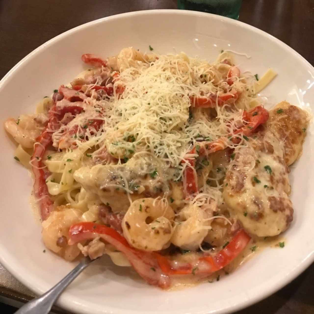 Chicken and Shrimp Carbonara