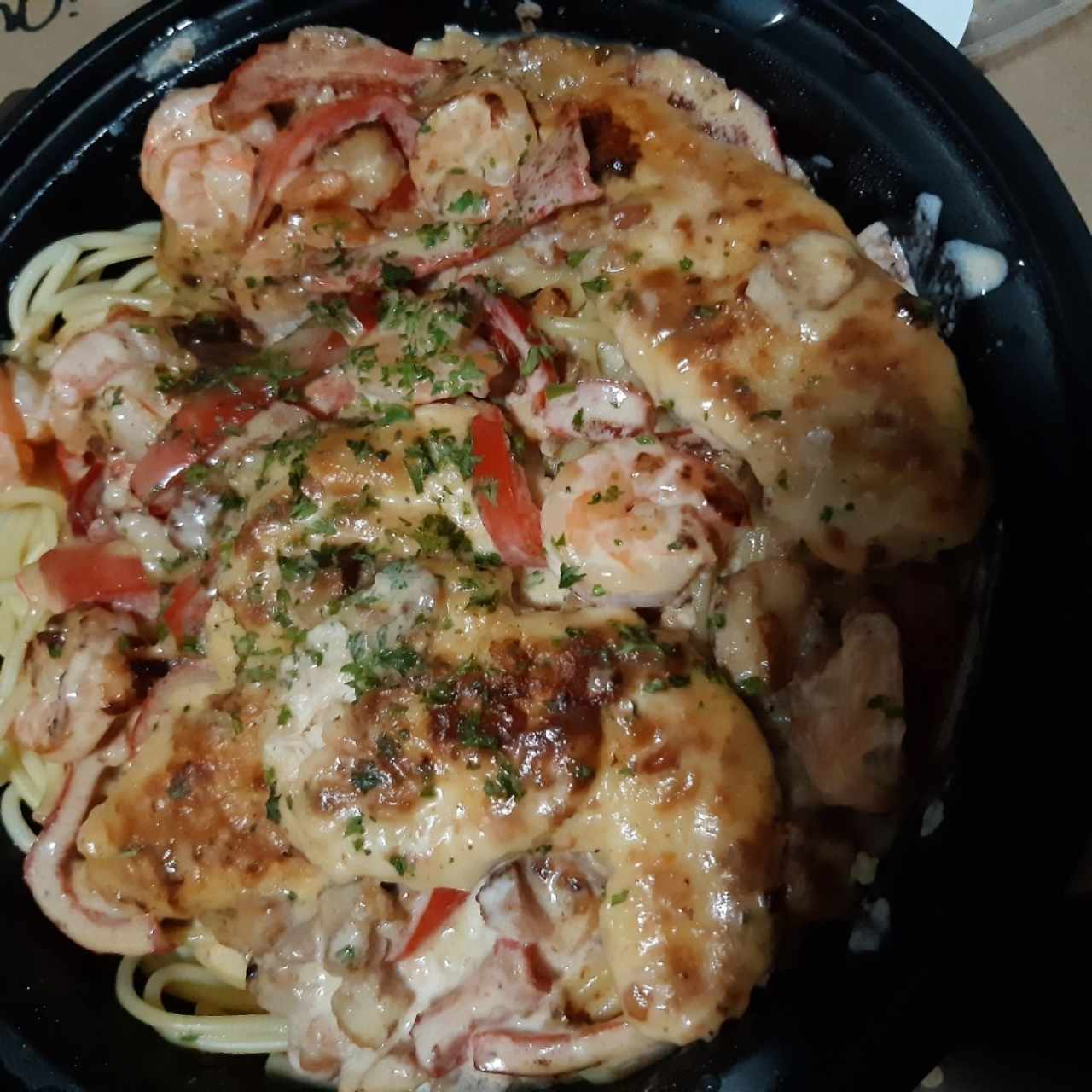 Chicken and Shrimp Carbonara 