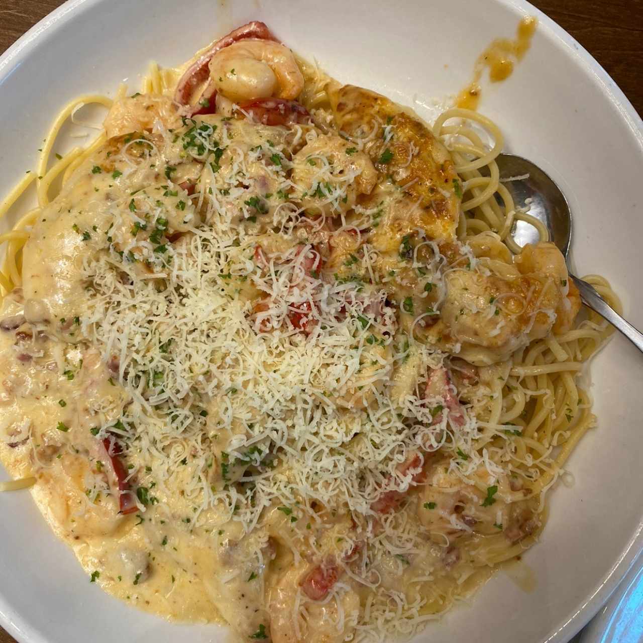 chicken & shrimp carbonara 