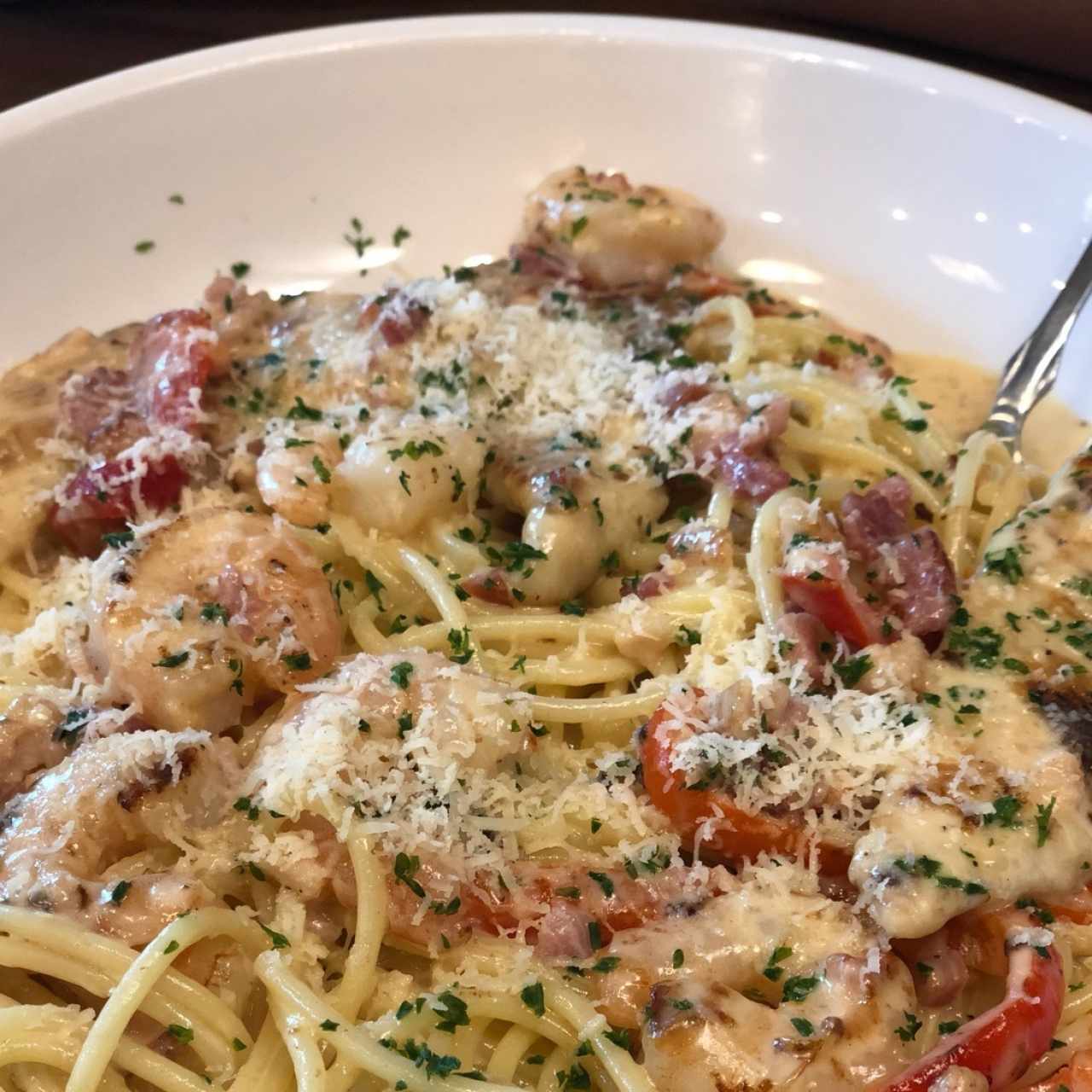 chicken and shrimp carbonara