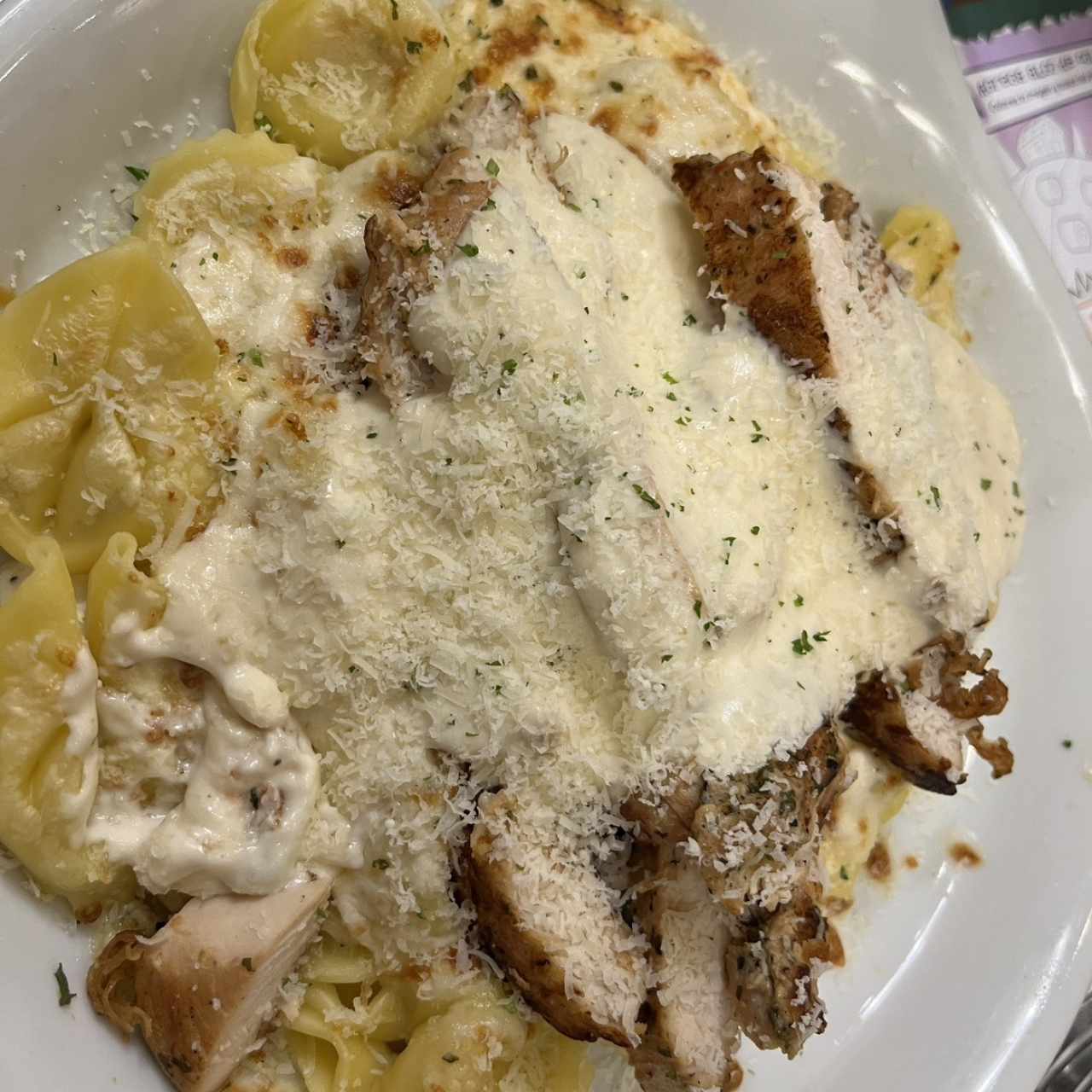 Asiago Tortelloni Alfredo With Grilled Chicken