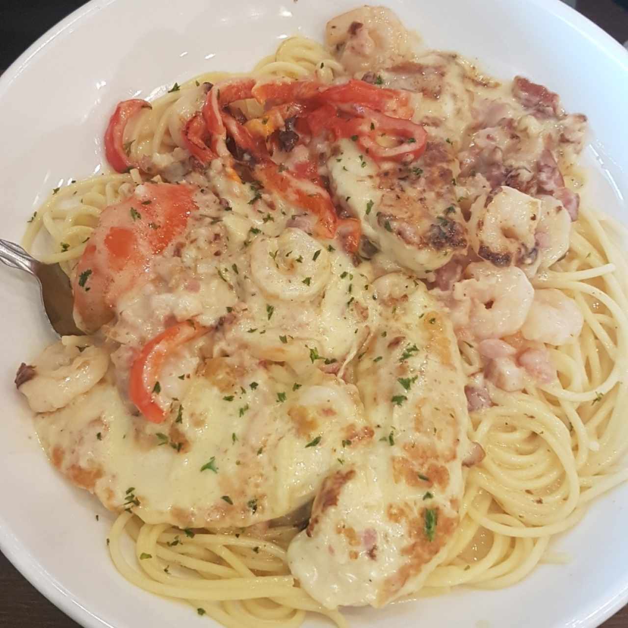 Chicken Shrimp Carbonara