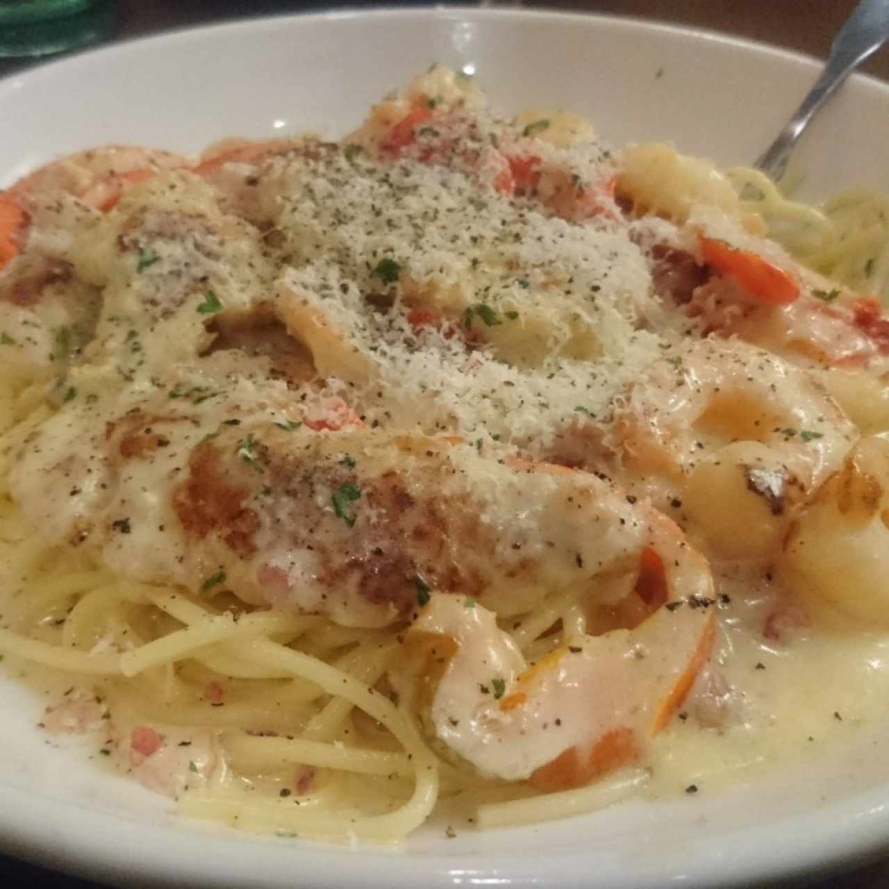 Chicken and Shrimp Carbonara