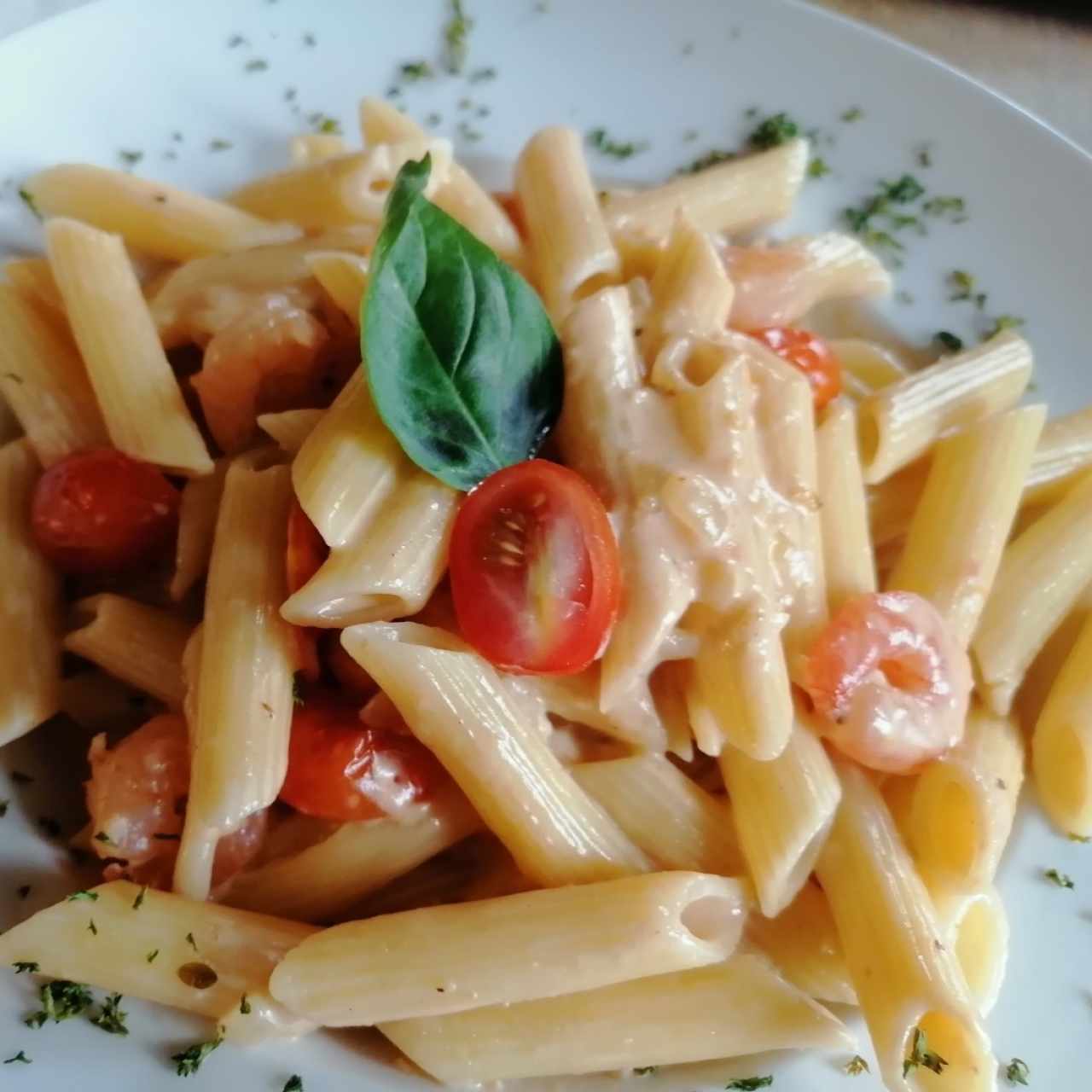 Pasta con camarones 