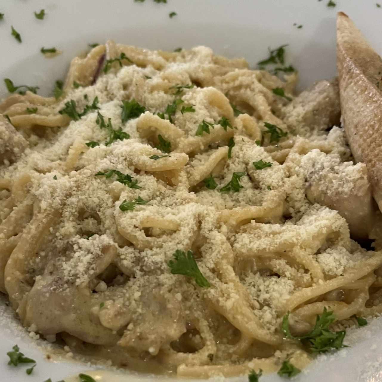 Spaguetty con pollo alfredo