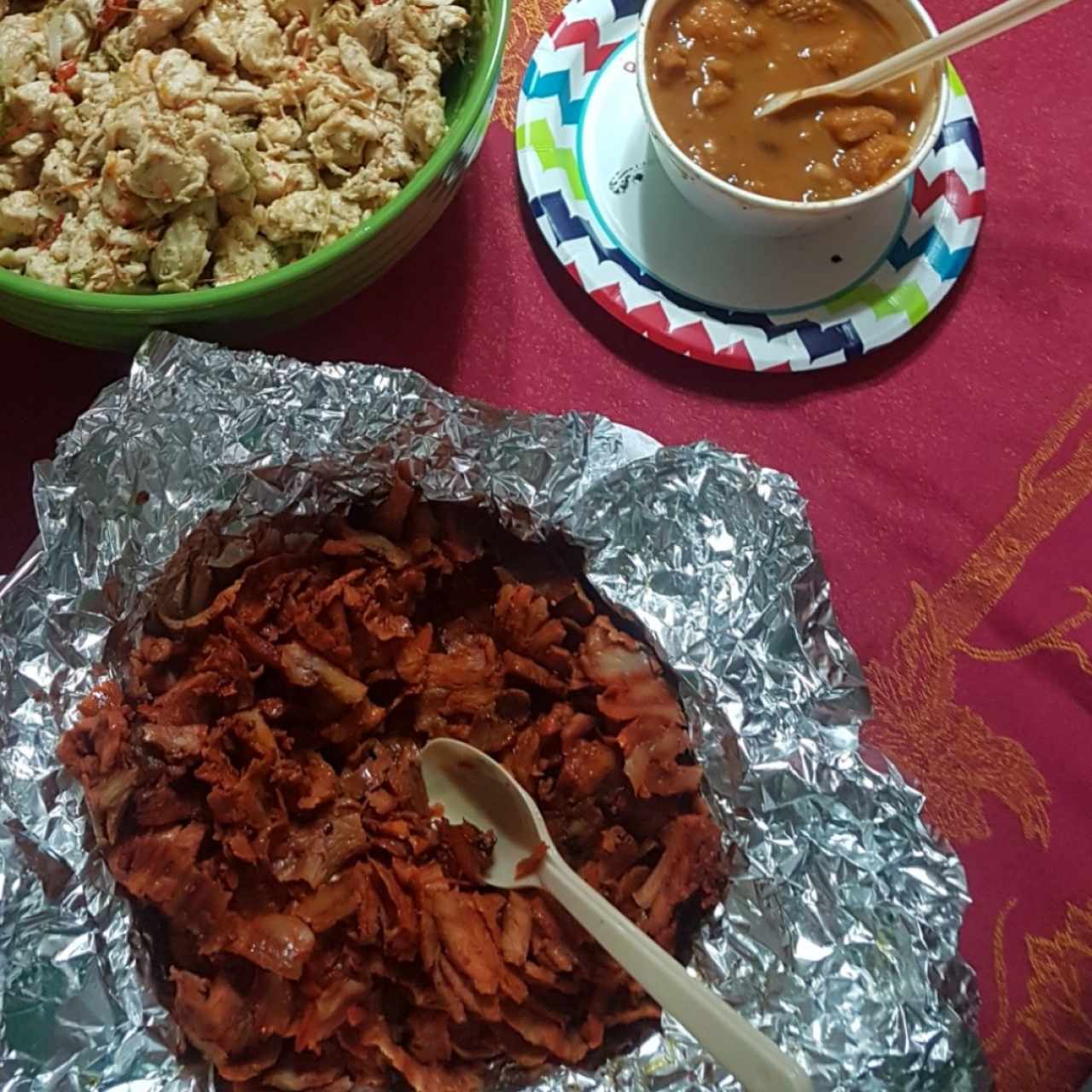 Carne al pastor y frijoles charros 