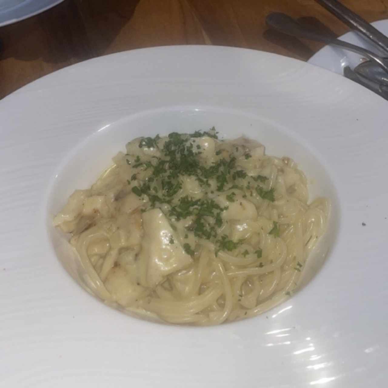 Pasta en salsa alfredo