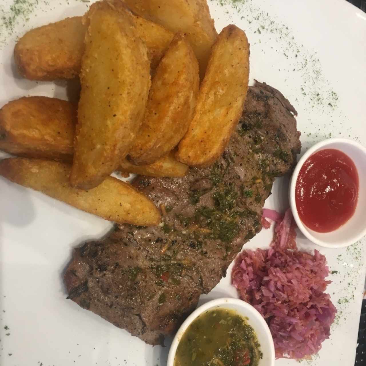 Churrasco con papas Rusticas 