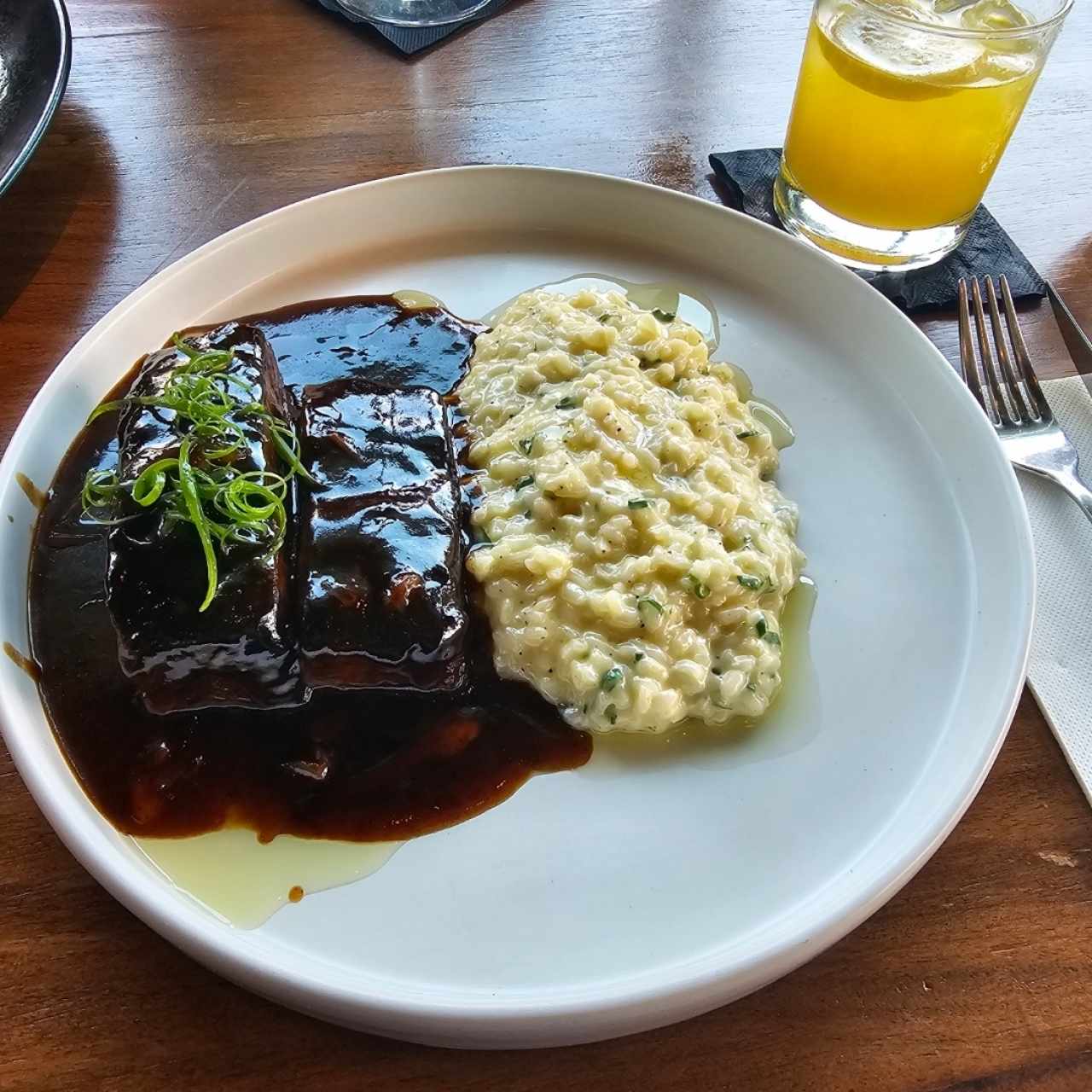 Brazed shortrib parmesan and pepper rissoto