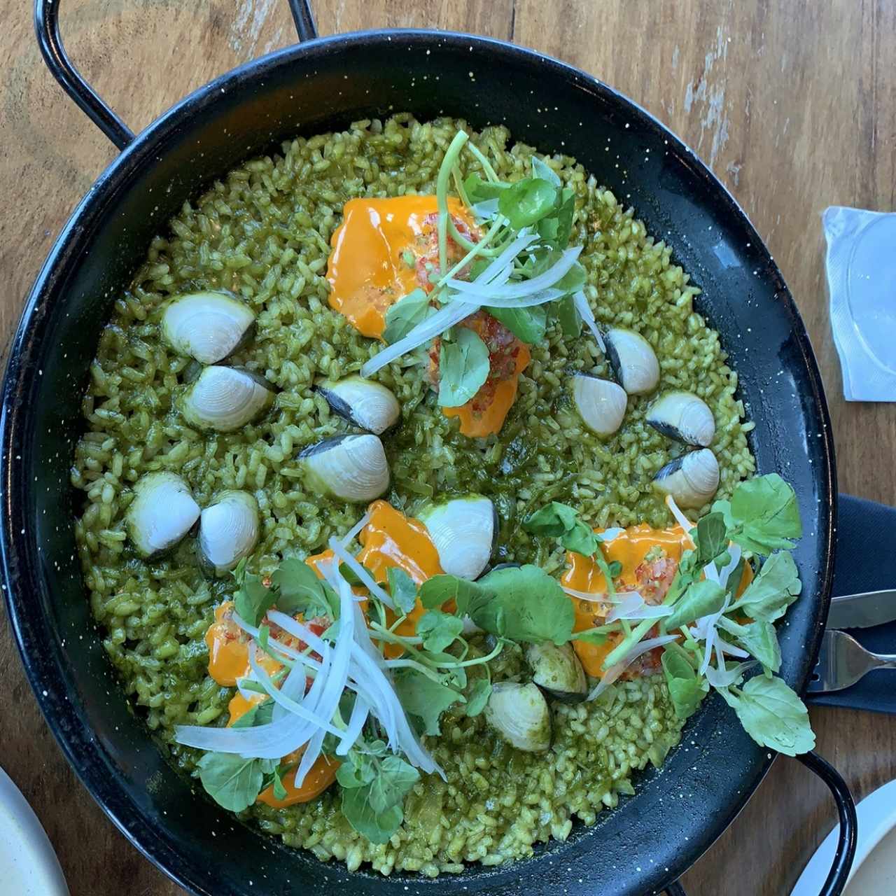 Arroz verde y mariscos 